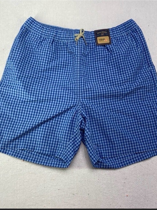 Bills Khakis Other - Men's Blue Gingham Swim Trunks with Elastic Waist and Drawstring